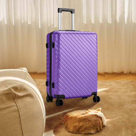 Purple 24 inch Lightweight Hardside Travel Suitcase with Wheels