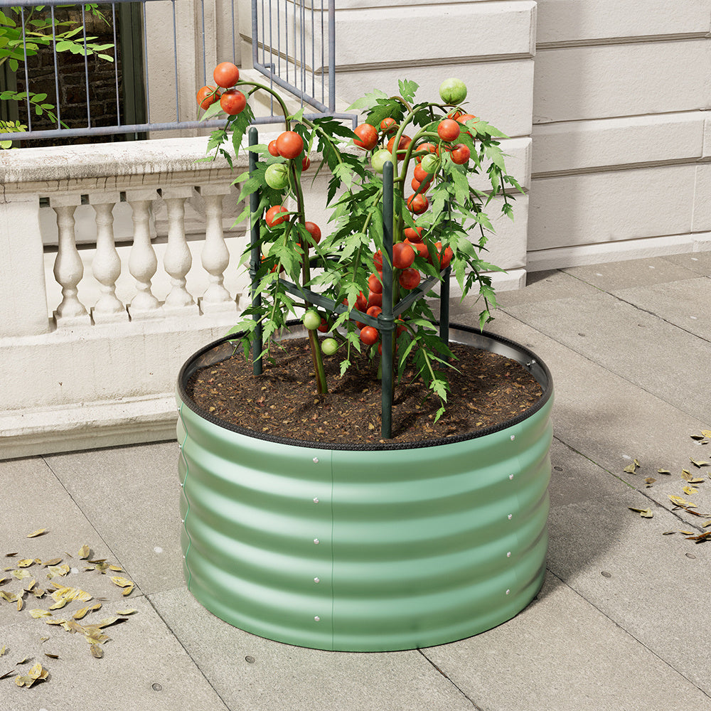 Light Green 80cm Round Galvanized Steel Raised Garden Bed