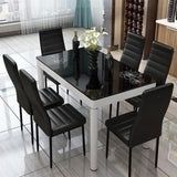 Set of 6 PU Leather Padded Seat Metal Legs Dining Chair,Black