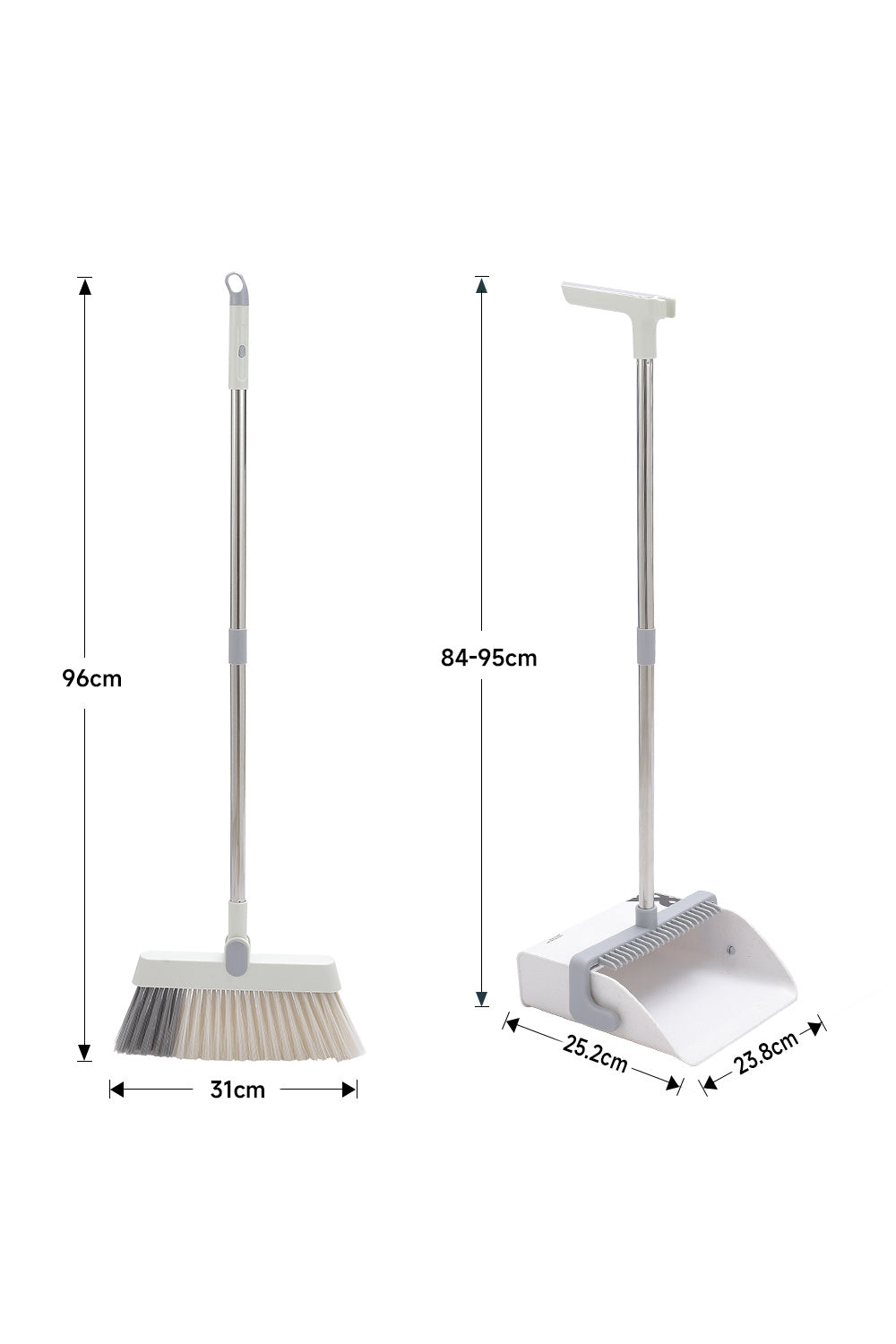 White Rotatable Folding Broom and Dustpan Set