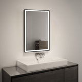 Black 60cm Rectangular Anti Fog Bathroom Vanity Mirror Touch Sensor