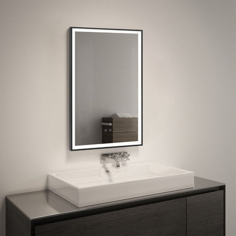 Black 50cm Rectangular Anti Fog Bathroom Vanity Mirror Touch Sensor