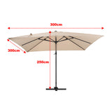 3M Large Garden Roma Tilting Aluminium Cantilever Parasol With Petal Base, Taupe