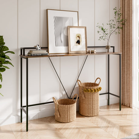 Brown Slim Rustic Console Table