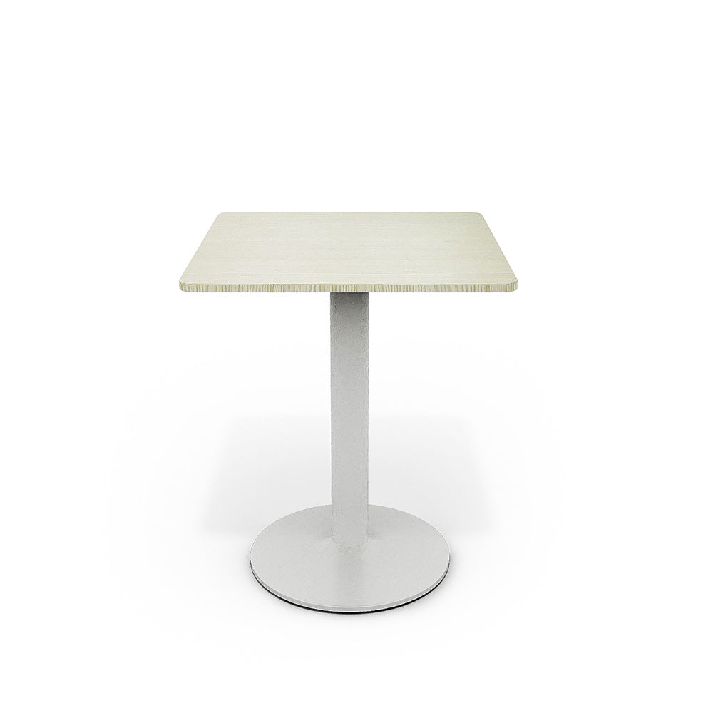 White Square Cafe Table with Metal Base