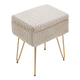 Rectangle Upholstered Storage Ottoman Vanity Stool