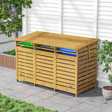 Outdoor Spruce Wood Trash Can Recycle Bin Enclosure Storage Shed