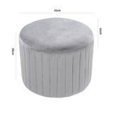 Round Velvet Dressing Table Stool Interstice Strip Edge Grey