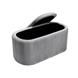 Elliptical Velvet Ottoman Storage Bench, Grey