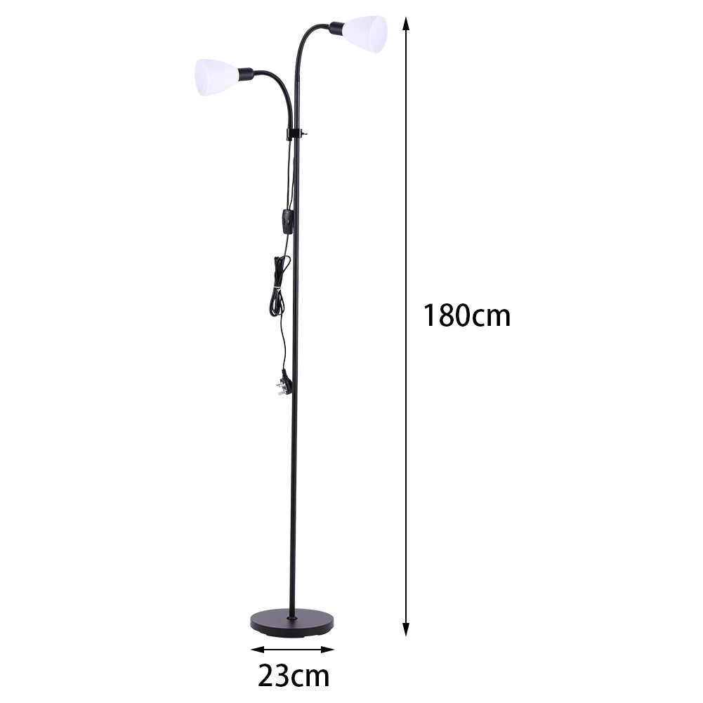 Adjustable Standing Double Headed Floor Lamp, Black