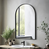 Black Arch Shape Metal Framed Wall Mirror Decorative