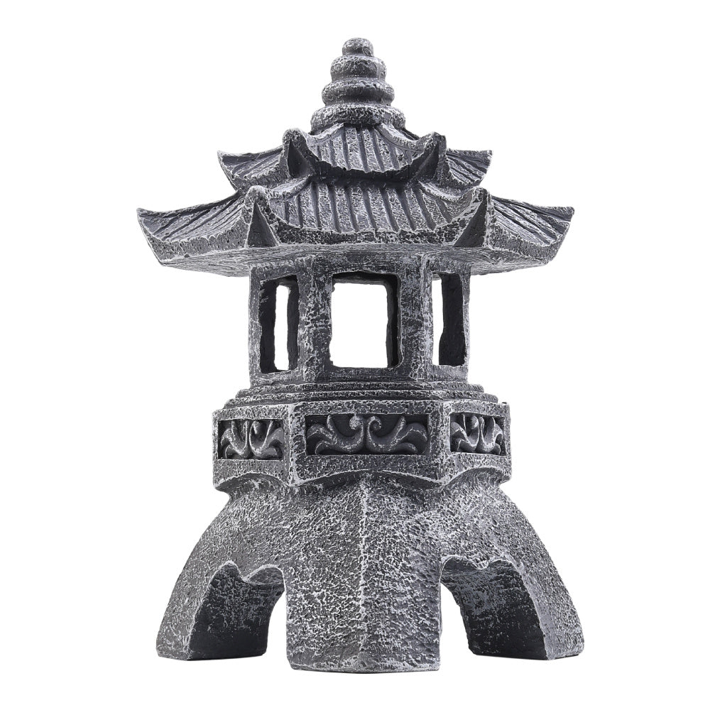 Solar Powered Chinese Zen Palace Lamp Garden Ornament Resin Statue