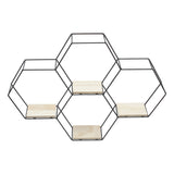 Modern Hexagon Wall Shelf with Iron Frame