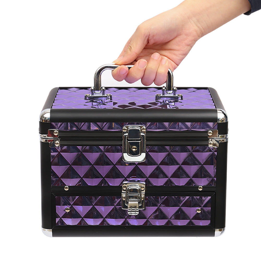 2 in 1 Diamond Pattern Makeup Case with Mirror