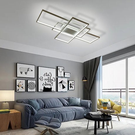 Modern Rectangle LED Chandelier Ceiling Light , 90CM Dimmable