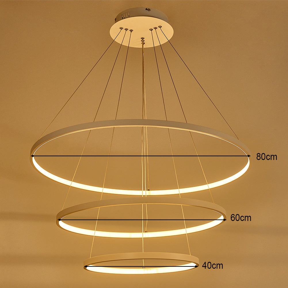 Modern 3 Circle Shape LED Chandelier Ceiling Light , 40+60+80CM  Dimmable