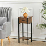 30cm Industrial Side Table with Drawer for Living Room