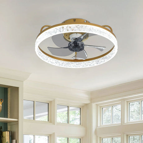Modern Round Crystal Ceiling Fan with Light 48CM