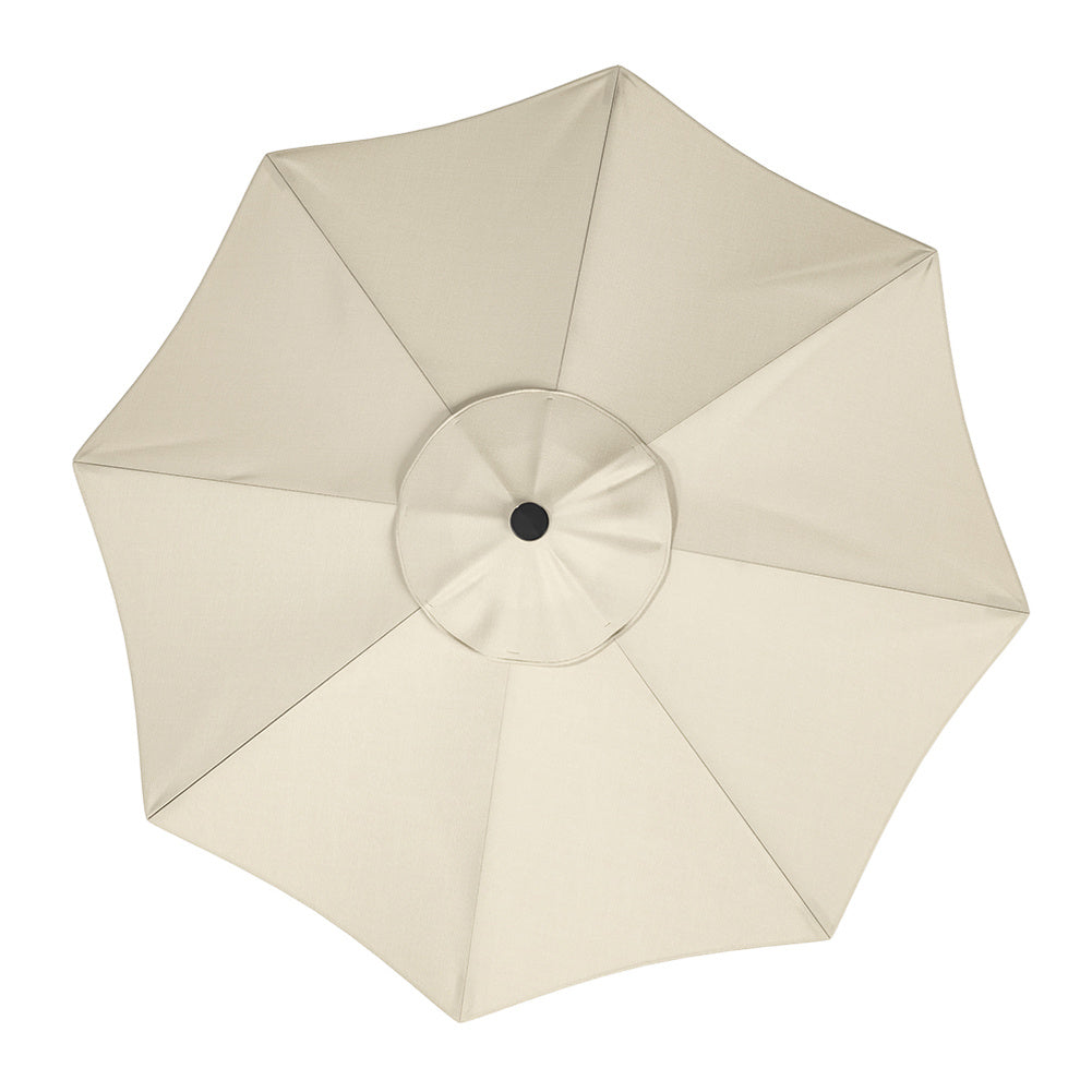 3M Large Garden LED Parasol Outdoor Beach Umbrella with Light Sun Shade Crank Tilt with Square Base, Beige