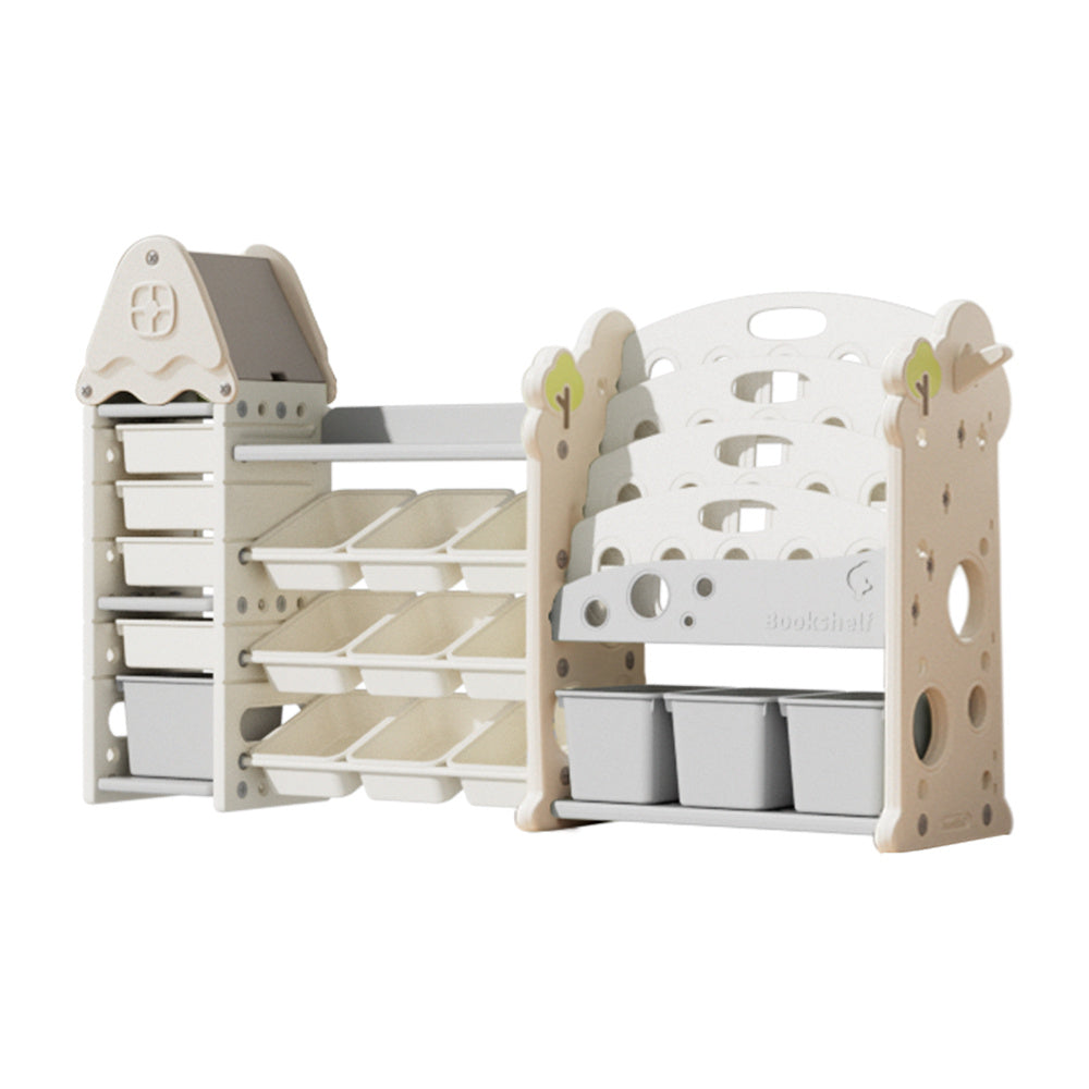 White Kids Plastic Toy Storage Organizer and Bookshelf Combination