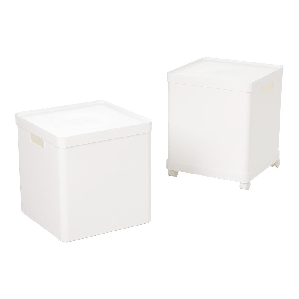 White Stackable Plastic Storage Organizer with Wheels