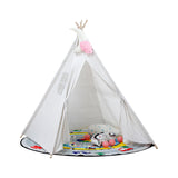 Indoor Indian Teepee Tent Play House Wood Support for Kids, White