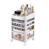 Removable Cosmetic Storage Organizer with Wheels and Drawers,White