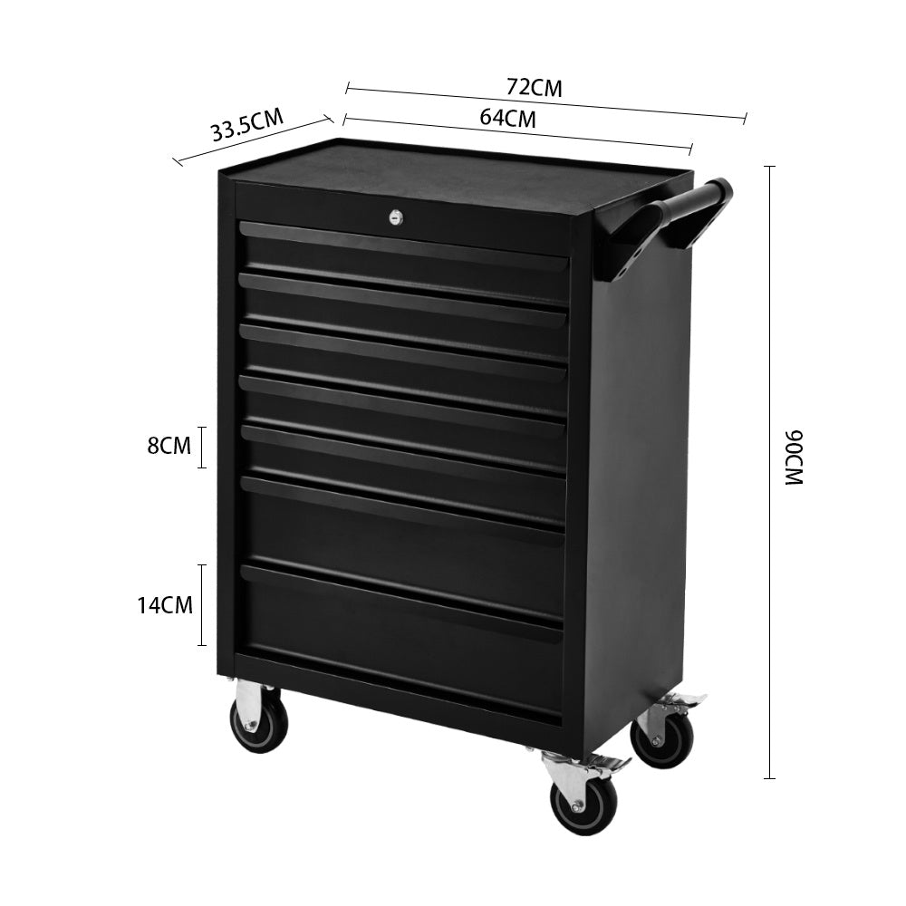 Lockable 7-Drawer Tool Trolley Rolling Cabinet