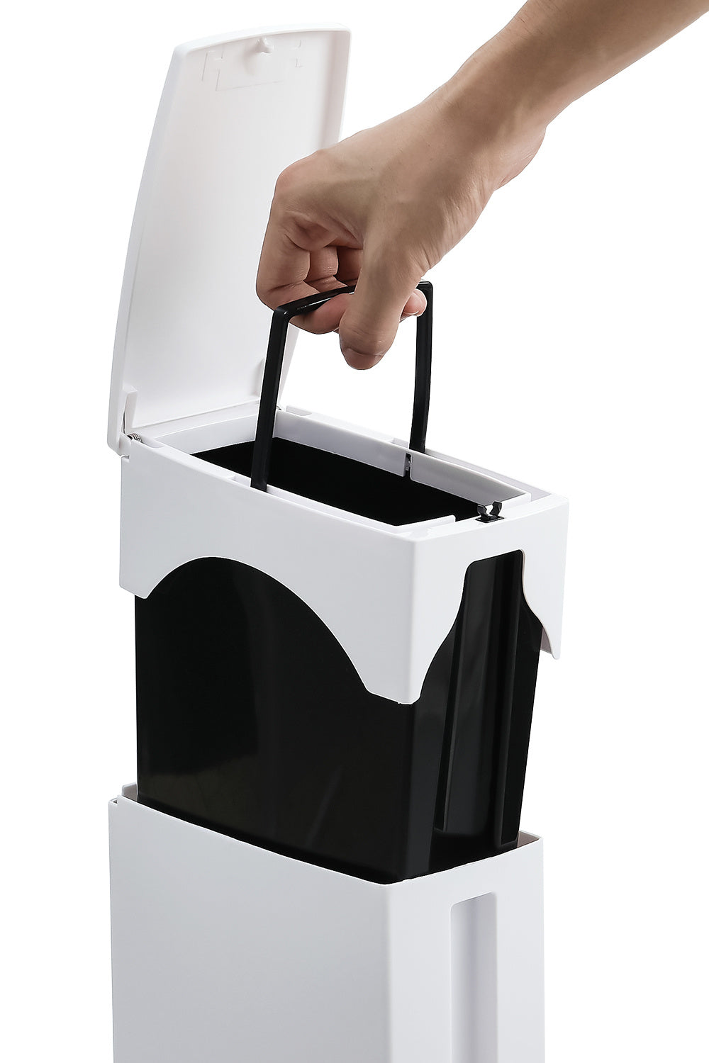 Slim Plastic Trash Can with Toilet Brush Set