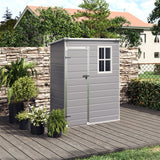 Grey Plastic Outdoor Garden Tool Shed with Deadbolt