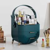 Green Elegant Makeup Storage Organizer Box with Drawers and Handle