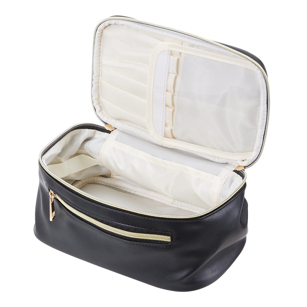 Black Large PU Leather Travel Makeup Bag