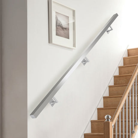Square Brushed Stainless Steel Bannister Rail Balustrade Stair Handrail 3.5M