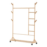 Bamboo Clothes Rack Storage Organizer Shelves