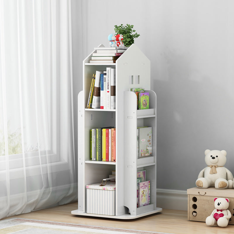 White Kids House Frame Rotating Bookshelf