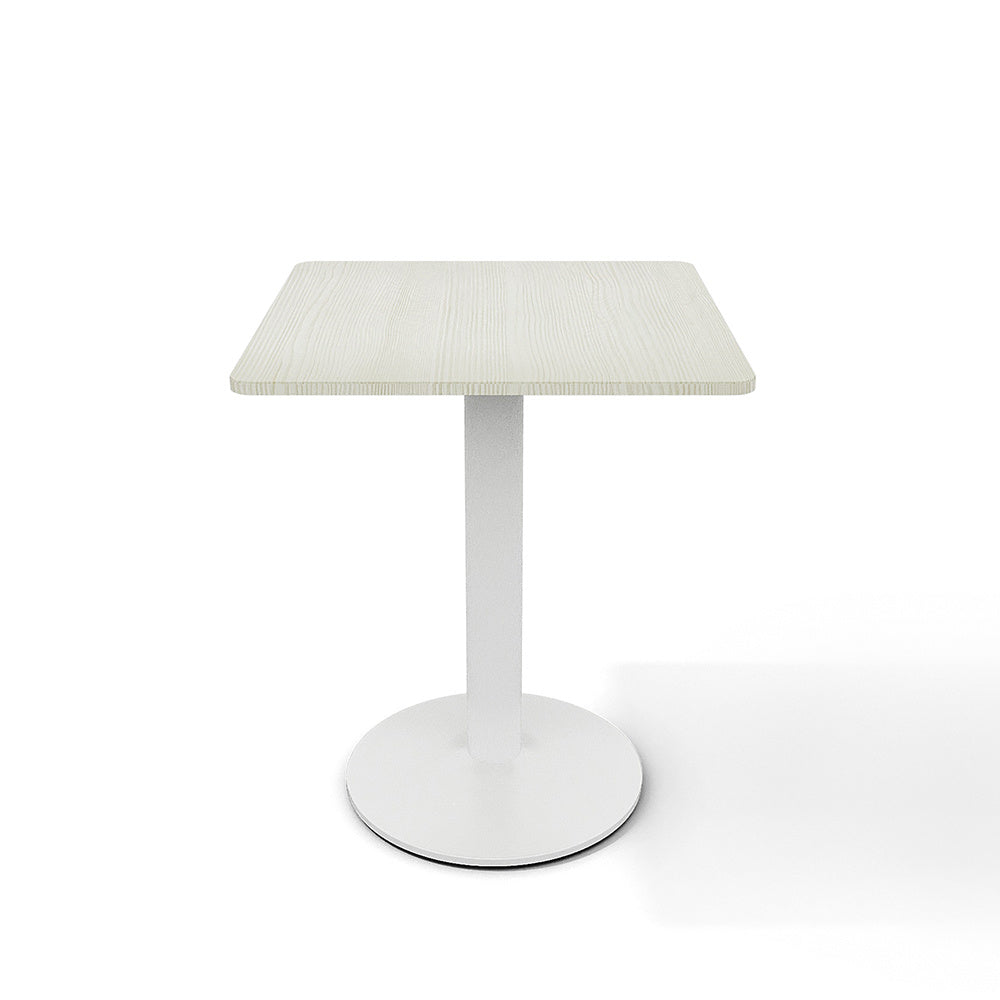 White Square Cafe Table with Metal Base