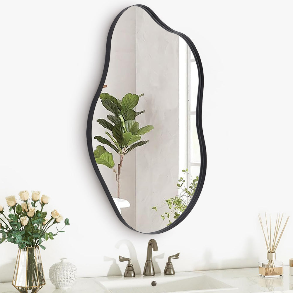 Black 50cm W  Metal Framed Wall Mirror Decorative