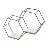 Black Hexagon Wall Shelf with Iron Frame