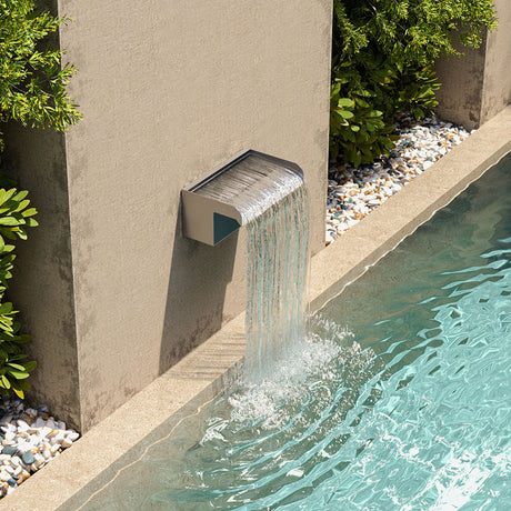 Silver 20cm Garden Pool Stainless Steel Waterfall