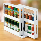 2 Tier Rotating Spice Herb Rack Holder Kitchen Jar Pull-Out Organiser Storage