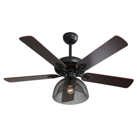 Black Industrial 5 Blade Ceiling Fan Light with Remote