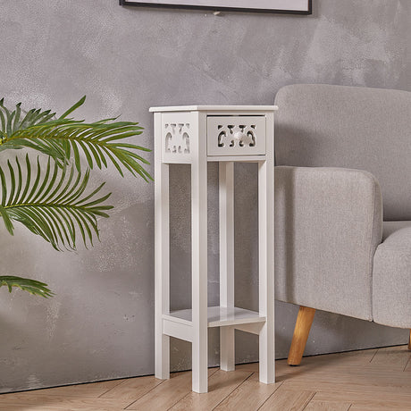 Tall Side Table Hall Furniture Wood Console White