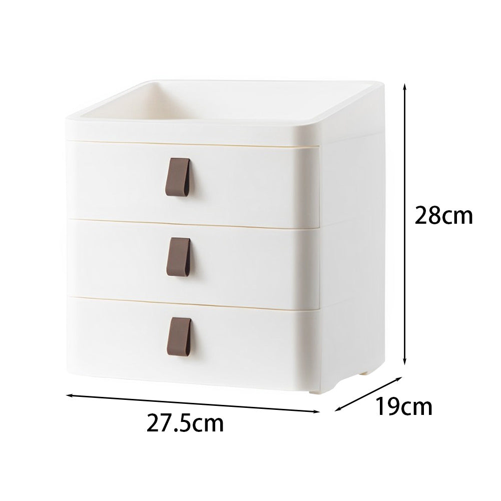 White Desktop Plastic Three Tier Drawer Organizer