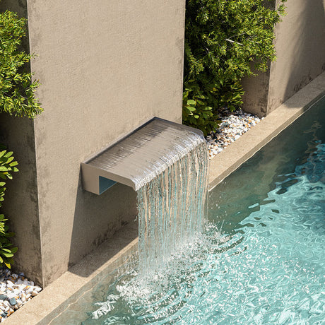 Silver 40cm Stainless Steel Waterfall Pool Fountain