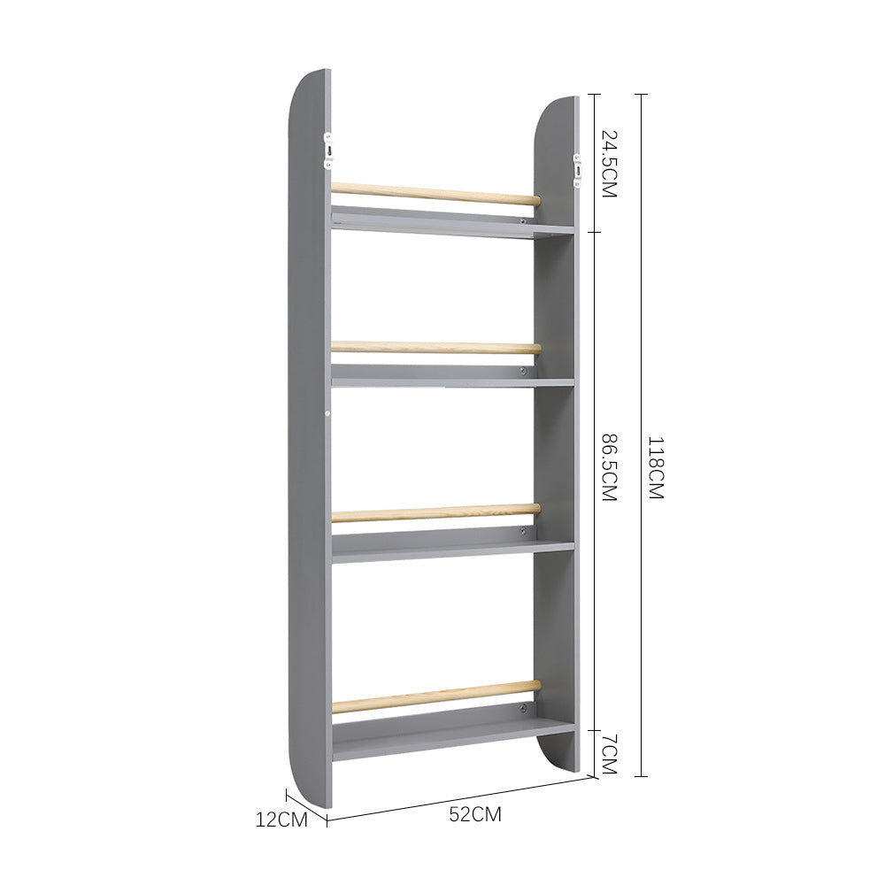 52cm W x 118cm H 4-Tier Wooden Modern Wall-Mounted Shelf