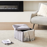 Upholstered Velvet Storage Ottoman Footstool,Grey