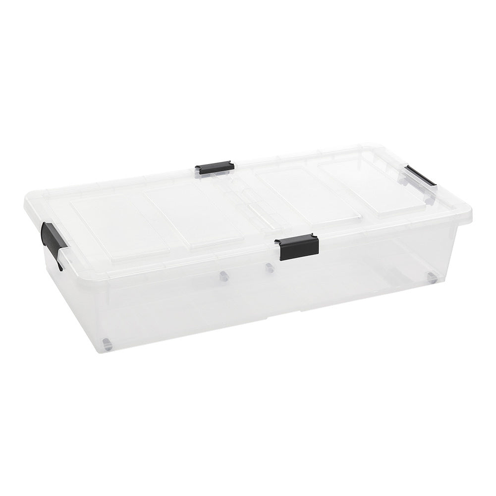 Clear Plastic Underbed Storage Box with Wheels