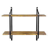 2 Tier Wall Mounted Metal Frame Wood Storage Shelf