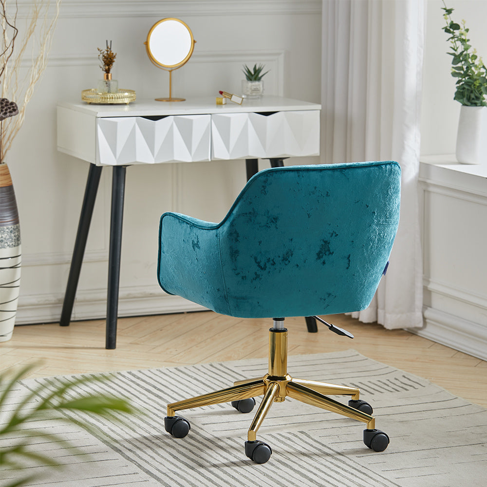 Velvet Upholstered Home Office Swivel Task Chair,Mint Green