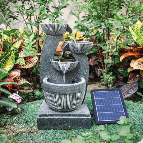 Solar Powered Water Fountain Rockery Decoration